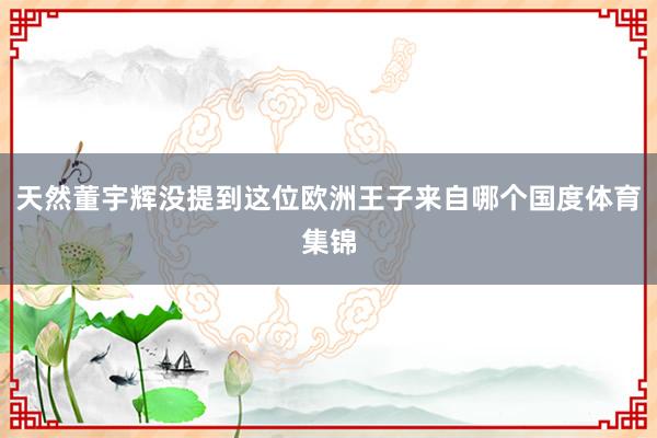 天然董宇辉没提到这位欧洲王子来自哪个国度体育集锦