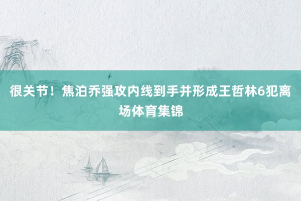 很关节！焦泊乔强攻内线到手并形成王哲林6犯离场体育集锦