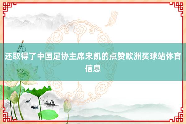 还取得了中国足协主席宋凯的点赞欧洲买球站体育信息