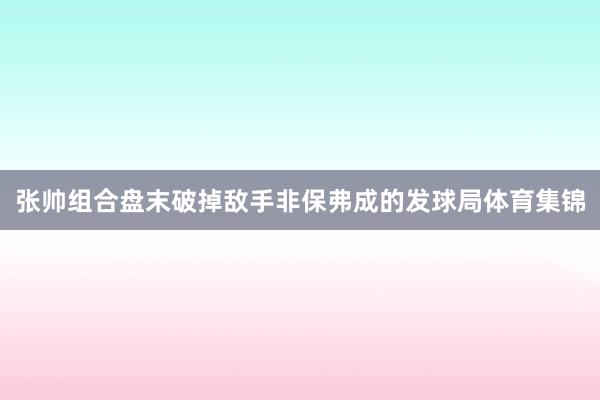 张帅组合盘末破掉敌手非保弗成的发球局体育集锦
