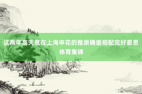 这两年高天意在上海申花的推崇确凿相配完好意思体育集锦