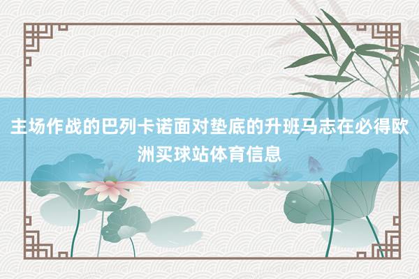 主场作战的巴列卡诺面对垫底的升班马志在必得欧洲买球站体育信息