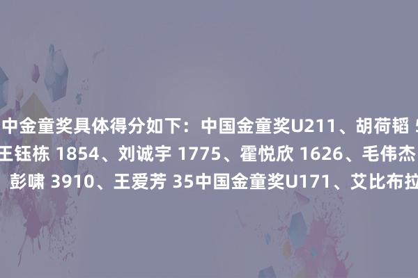 其中金童奖具体得分如下：中国金童奖U211、胡荷韬 5402、向余望 2893、王钰栋 1854、刘诚宇 1775、霍悦欣 1626、毛伟杰 1607、朱鹏宇 709、彭啸 3910、王爱芳 35中国金童奖U171、艾比布拉 5202、陈瑞 2013、魏祥鑫 1784、布尼亚明 1705、李源捷 1586、杨黔东 1147、姚俊宇 898、苗润东 489、杨阳 22    体育集锦