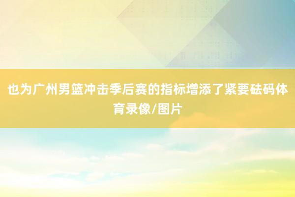也为广州男篮冲击季后赛的指标增添了紧要砝码体育录像/图片