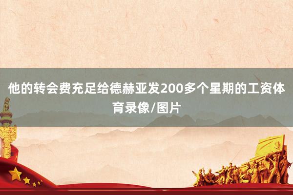 他的转会费充足给德赫亚发200多个星期的工资体育录像/图片