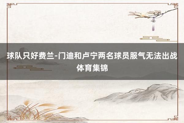 球队只好费兰-门迪和卢宁两名球员服气无法出战体育集锦
