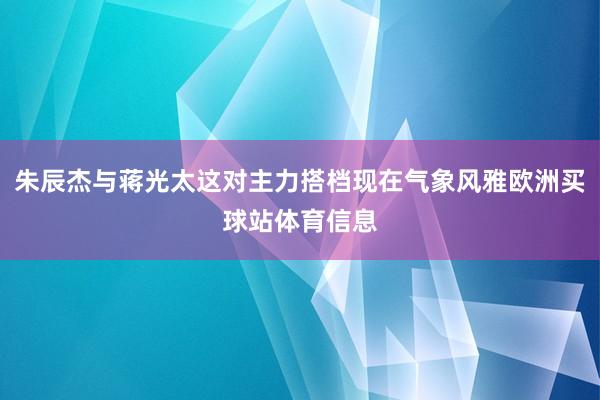 朱辰杰与蒋光太这对主力搭档现在气象风雅欧洲买球站体育信息