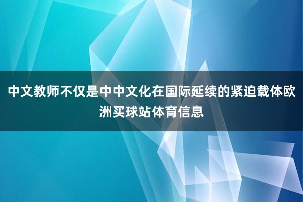 中文教师不仅是中中文化在国际延续的紧迫载体欧洲买球站体育信息