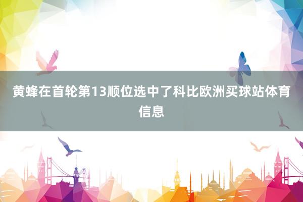 黄蜂在首轮第13顺位选中了科比欧洲买球站体育信息