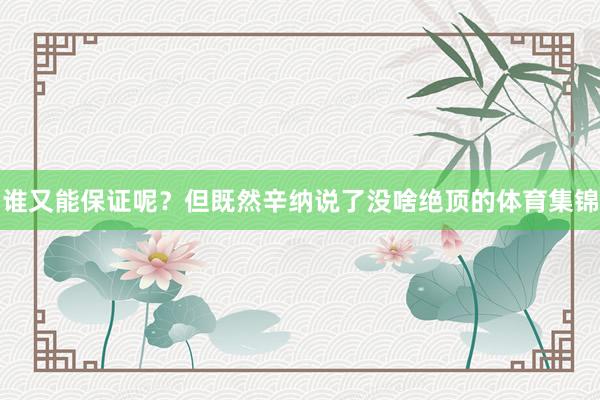 谁又能保证呢？但既然辛纳说了没啥绝顶的体育集锦