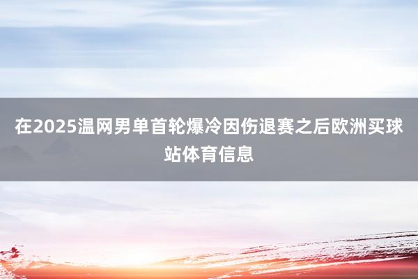 在2025温网男单首轮爆冷因伤退赛之后欧洲买球站体育信息