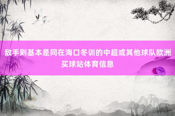 敌手则基本是同在海口冬训的中超或其他球队欧洲买球站体育信息