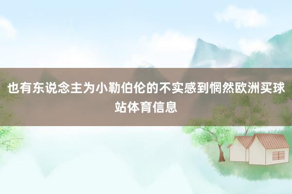 也有东说念主为小勒伯伦的不实感到惘然欧洲买球站体育信息