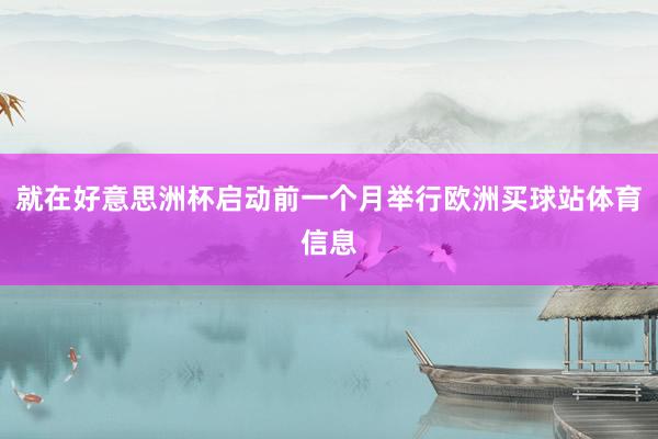 就在好意思洲杯启动前一个月举行欧洲买球站体育信息
