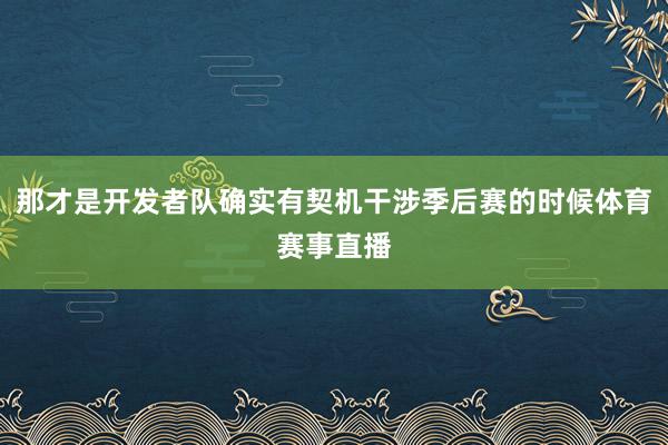 那才是开发者队确实有契机干涉季后赛的时候体育赛事直播