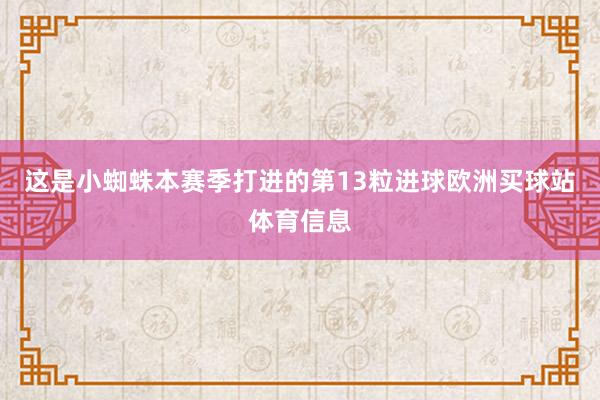 这是小蜘蛛本赛季打进的第13粒进球欧洲买球站体育信息