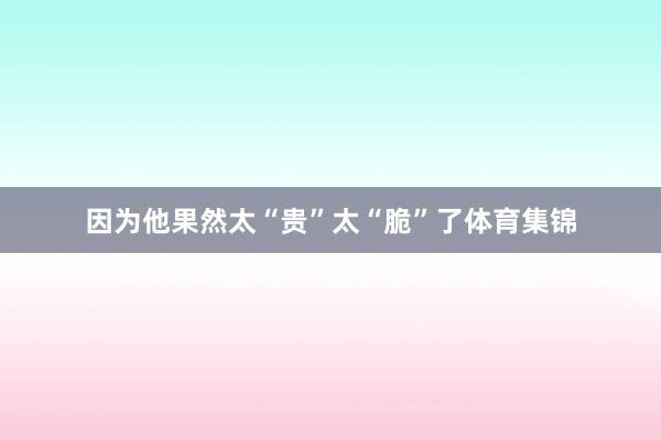 因为他果然太“贵”太“脆”了体育集锦