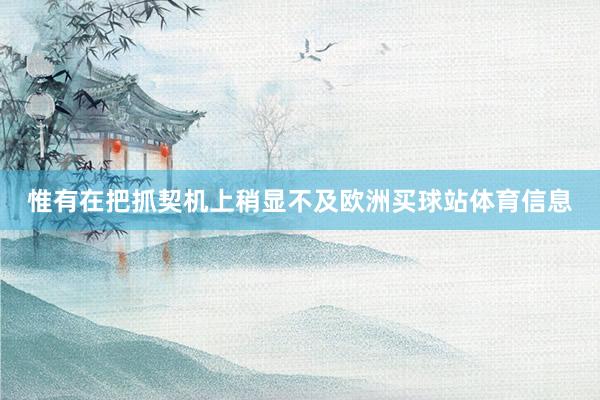 惟有在把抓契机上稍显不及欧洲买球站体育信息