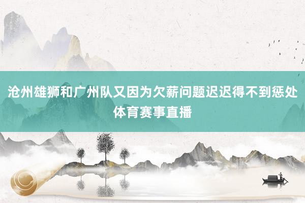 沧州雄狮和广州队又因为欠薪问题迟迟得不到惩处体育赛事直播