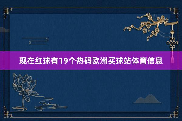 现在红球有19个热码欧洲买球站体育信息