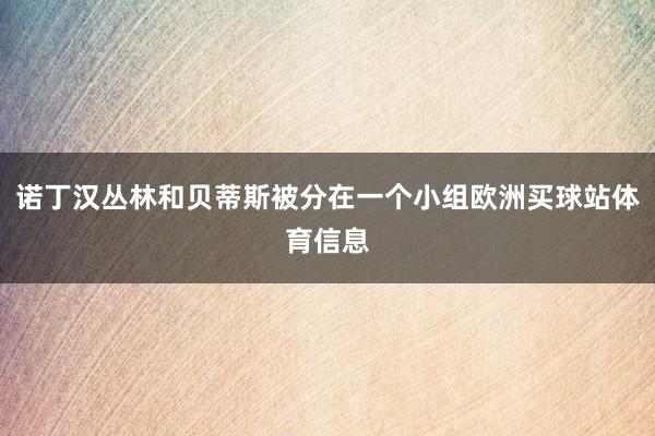 诺丁汉丛林和贝蒂斯被分在一个小组欧洲买球站体育信息