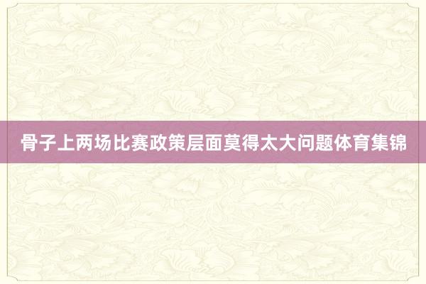骨子上两场比赛政策层面莫得太大问题体育集锦