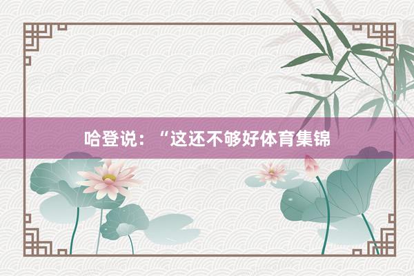 哈登说：“这还不够好体育集锦