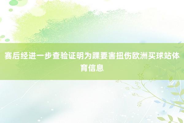 赛后经进一步查验证明为踝要害扭伤欧洲买球站体育信息