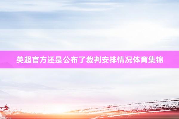英超官方还是公布了裁判安排情况体育集锦